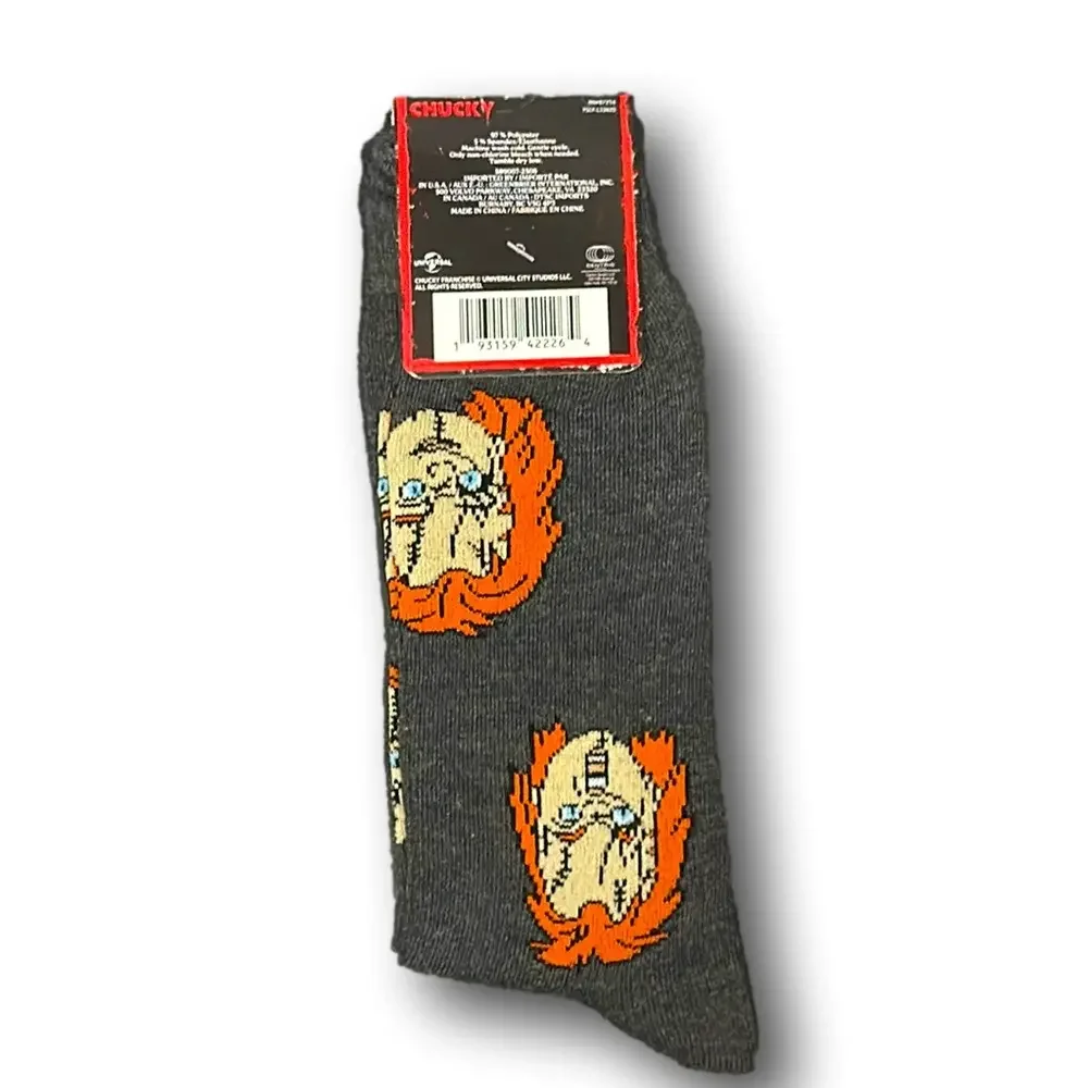 3/$20 Chucky Child's Play Funny Novelty Crew Socks - NWT